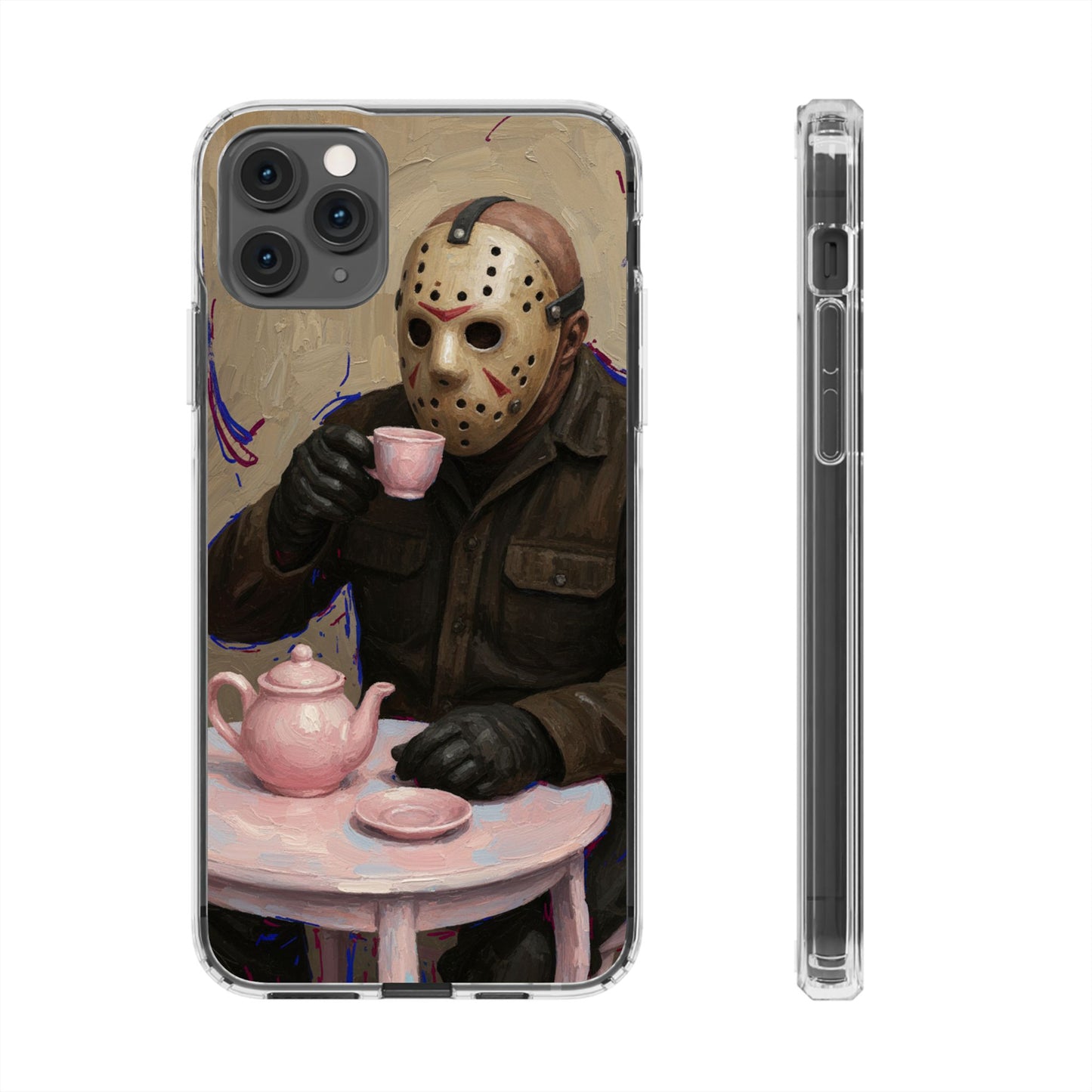Clear Impact-Resistant Phone Case - Jason Horror Theme
